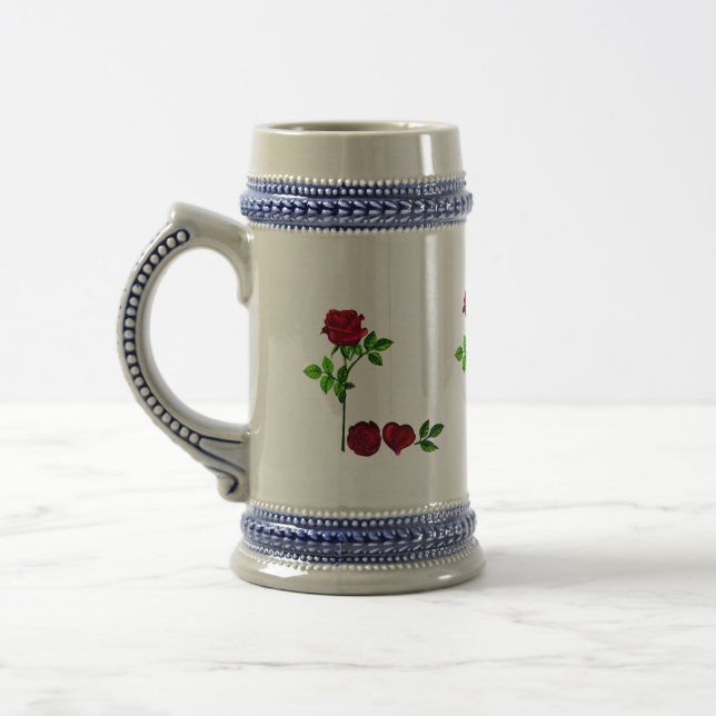 Hand-Painted SPELLS LOVE Rose Ceramic Mug (Left)