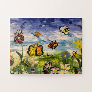 Hand Painted SPRING Blues Children's Art Jigsaw Puzzle
