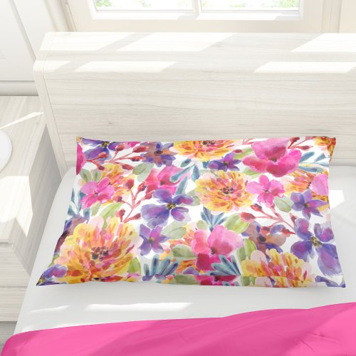 Hand Painted Spring Watercolor Florals Pillow Case