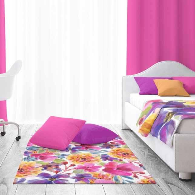 Hand Painted Spring Watercolor Florals Rug (Creator Uploaded)