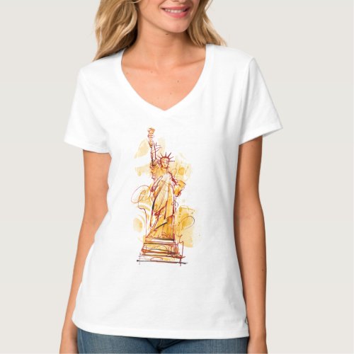 Hand_painted Statue of Liberty T_Shirt