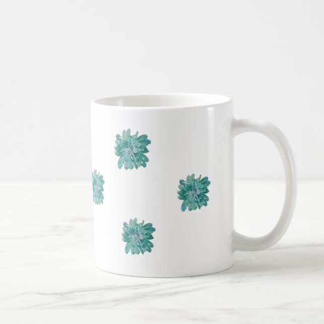 Hand-Painted Style Turquoise Floral Art Mug (Right)