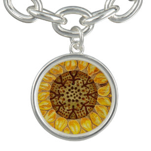 Hand Painted Sunflower Bracelet