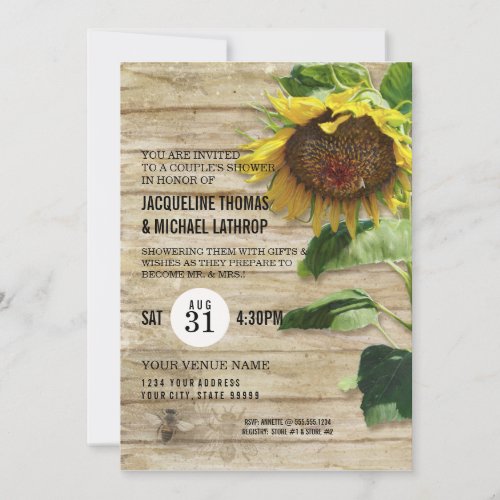 Hand Painted Sunflower Wooden Fence Bees Hive Invitation