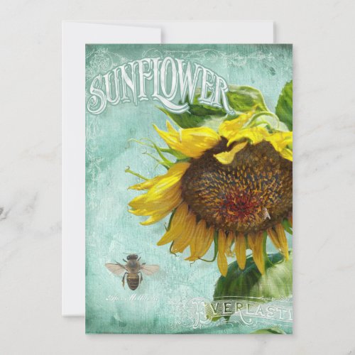 Hand Painted Sunflower Wooden Fence Bees Hive Invitation