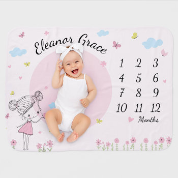 Hand Painted Sweet Girl - Pink Baby Blanket by EnjoyDesigning at Zazzle