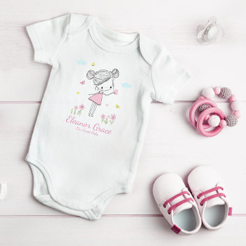 Hand Painted Sweet Girl - Pink Baby Bodysuit by EnjoyDesigning at Zazzle