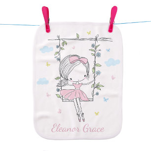 Hand Painted Sweet Girl - Pink Baby Burp Cloth