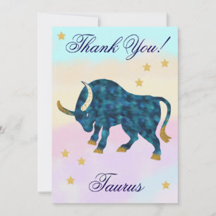 Hand-Painted Taurus Birthday Thank You Card