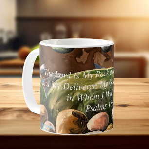 Hand Painted The Lord Is My Rock; Brown Coffee Mug
