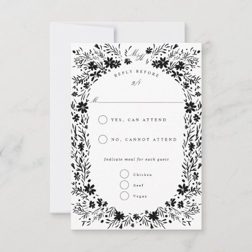 Hand_Painted tiny flowers Floral Frame RSVP Card