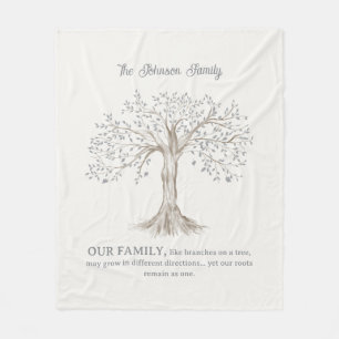 Hand Painted Tree Custom Family Quote Ivory Fleece Blanket