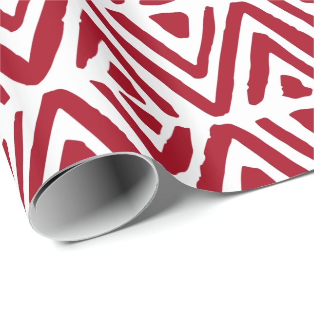 Hand Painted Triangles, Rows of Diamonds Christmas Wrapping Paper (Roll Corner)