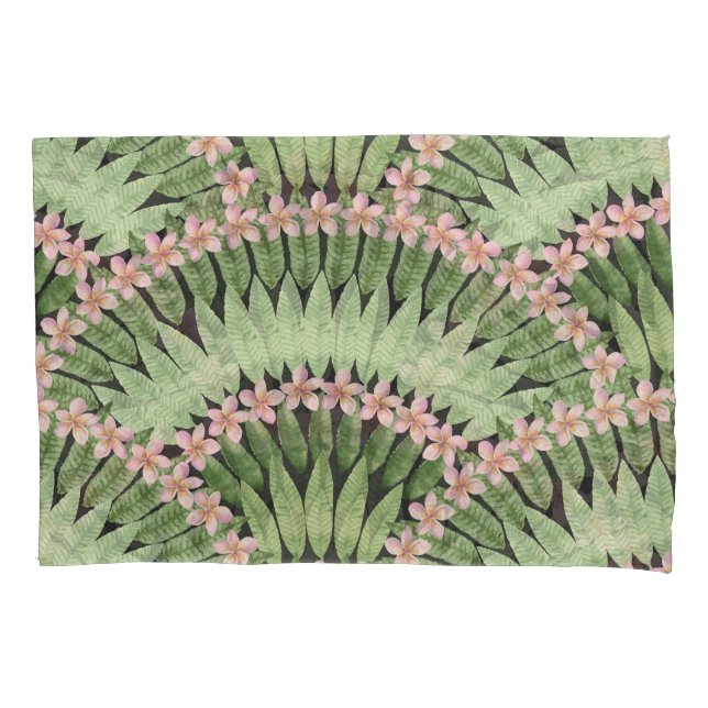 Hand Painted Tropical Flowers Pattern Pillow Case (Front)