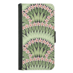 Hand Painted Tropical Flowers Pattern Samsung Galaxy S5 Wallet Case