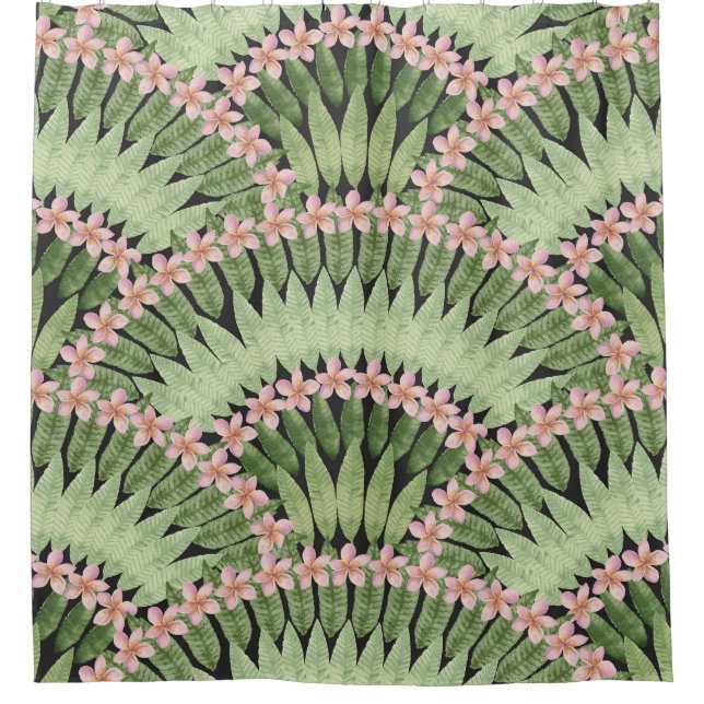Hand Painted Tropical Flowers Pattern Shower Curtain (Front)
