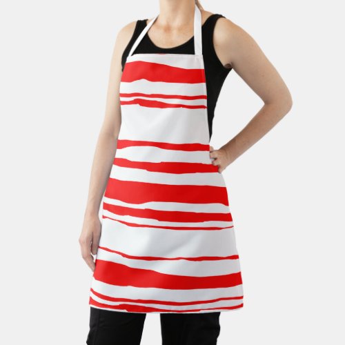HandPainted True Red Stripes on White Pattern Apron