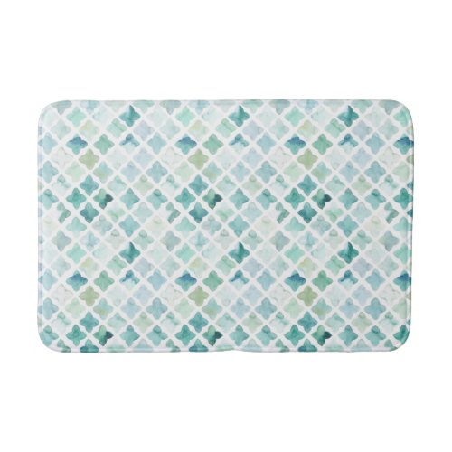 Hand Painted Turquoise Pattern Bath Mat