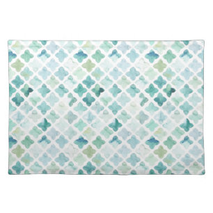 Hand Painted Turquoise Pattern Cloth Placemat