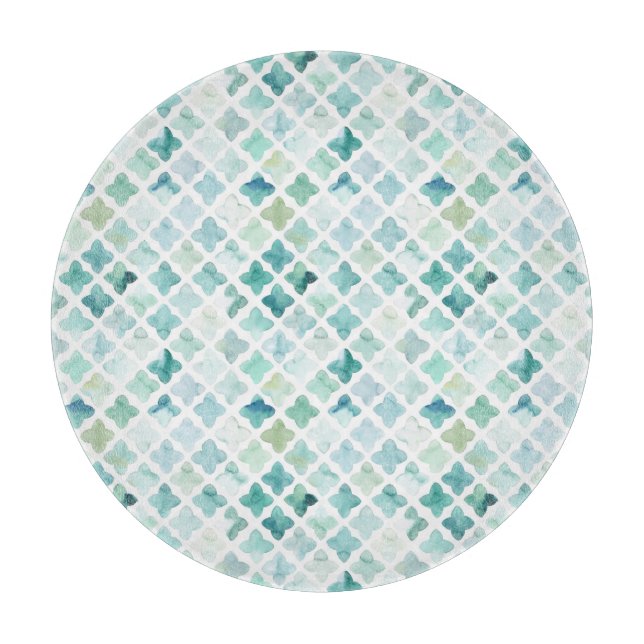 Hand Painted Turquoise Pattern Cutting Board (Front)