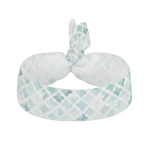 Hand Painted Turquoise Pattern Elastic Hair Tie