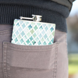 Hand Painted Turquoise Pattern Flask