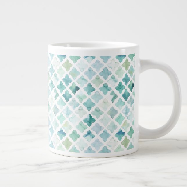 Hand Painted Turquoise Pattern Giant Coffee Mug (Right)