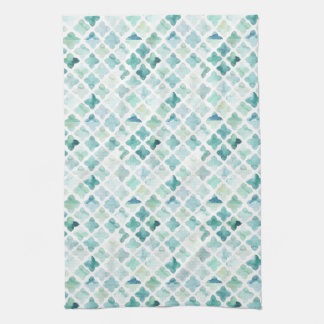 Hand Painted Turquoise Pattern Kitchen Towel