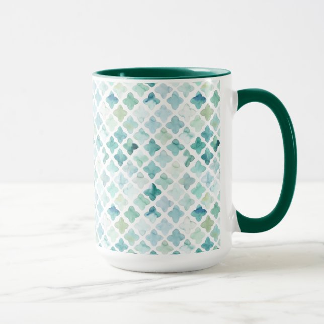 Hand Painted Turquoise Pattern Mug (Right)