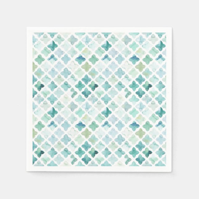 Hand Painted Turquoise Pattern Napkins (Front)