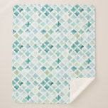 Hand Painted Turquoise Pattern Sherpa Blanket
