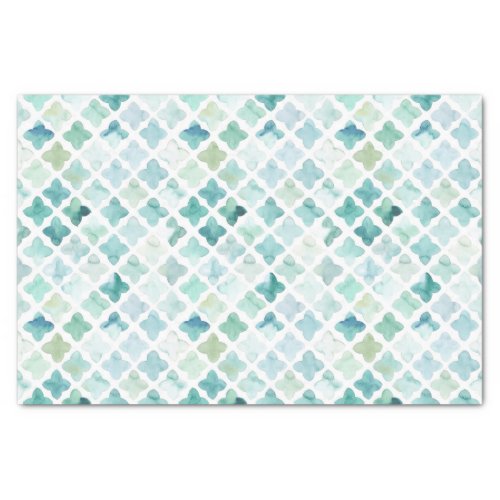 Hand Painted Turquoise Pattern Tissue Paper