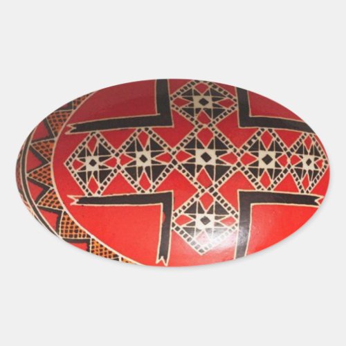 Hand painted Ukrainian Easter egg Oval Sticker