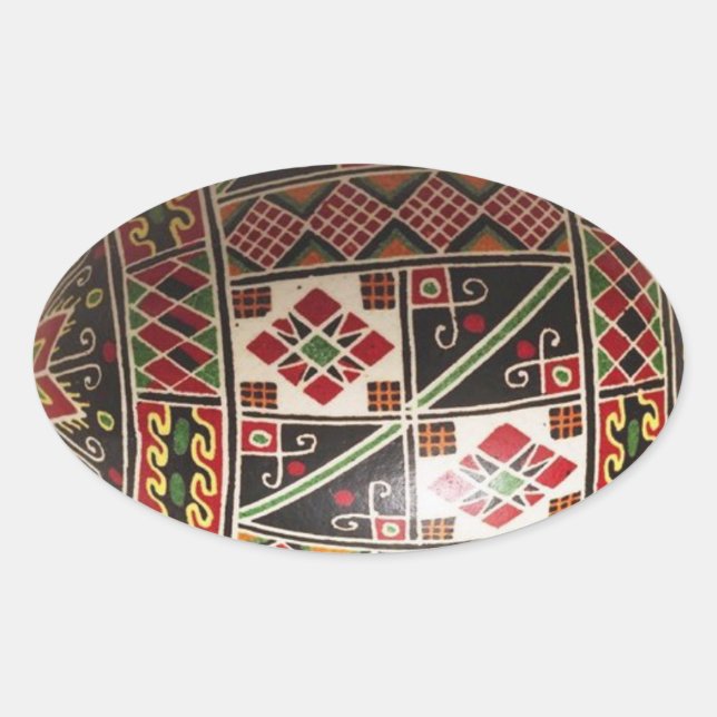 Hand painted Ukrainian Easter egg Oval Sticker (Front)