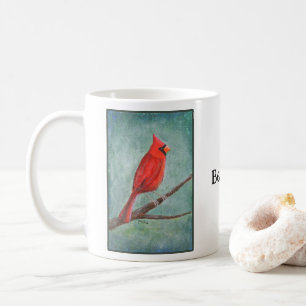 Hand-painted Unique Moody Cardinal Art Coffee Mug