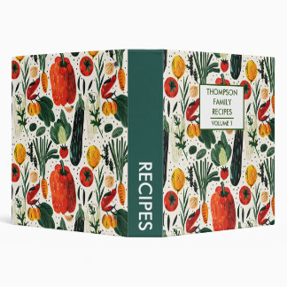 Hand painted Vegetables Personalized Recipe 3 Ring Binder