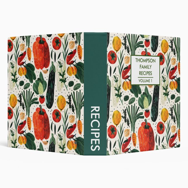 Hand painted Vegetables Personalized Recipe 3 Ring Binder (Background)