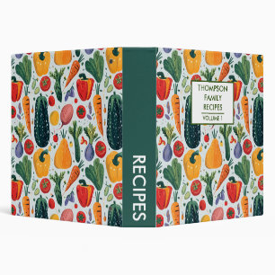 Hand painted Vegetables Personalized Recipe 3 Ring Binder