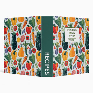 Hand painted Vegetables Personalized Recipe 3 Ring Binder