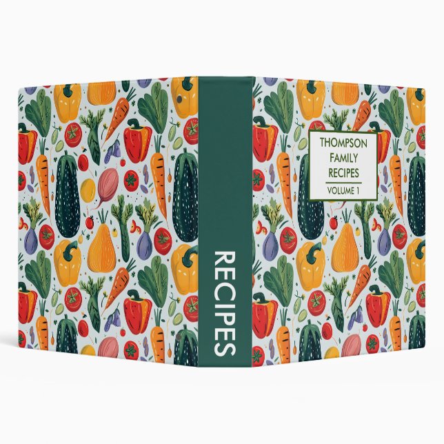 Hand painted Vegetables Personalized Recipe 3 Ring Binder (Background)