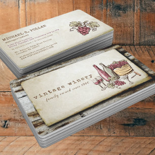 Hand-painted Vintage Vineyard Winery Business Card