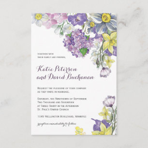 Hand painted water color narcissus daffodil invitation