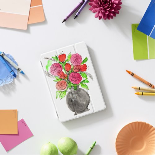 Hand Painted Watercolor Abstract Floral Art iPad Mini Cover
