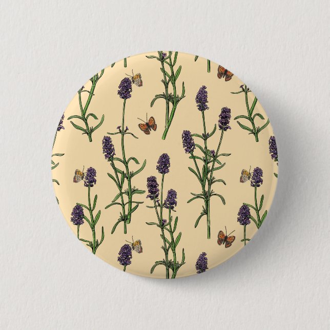 Hand-painted watercolor and ink pattern with laven button (Front)