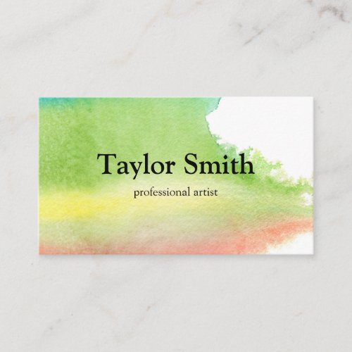 Hand Painted Watercolor Artist Business Card