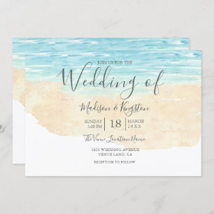 Hand-Painted Watercolor Beach Wedding Invitation