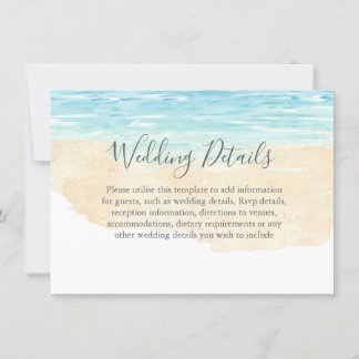 Hand-Painted Watercolor Beach Wedding Reception Invitation