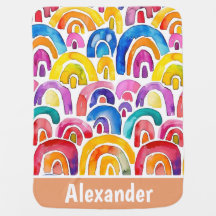 Hand painted watercolor boho rainbows personalized