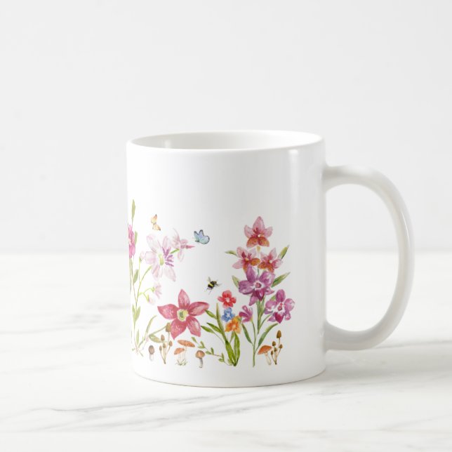 Hand Painted Watercolor Botanical Art Coffee Mug (Right)