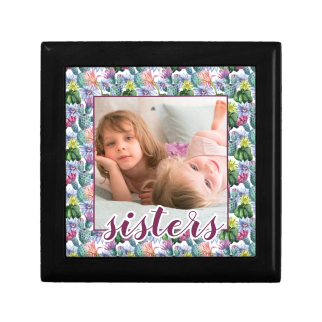 Hand Painted Watercolor Cactus Pattern Jewelry Box (Front)